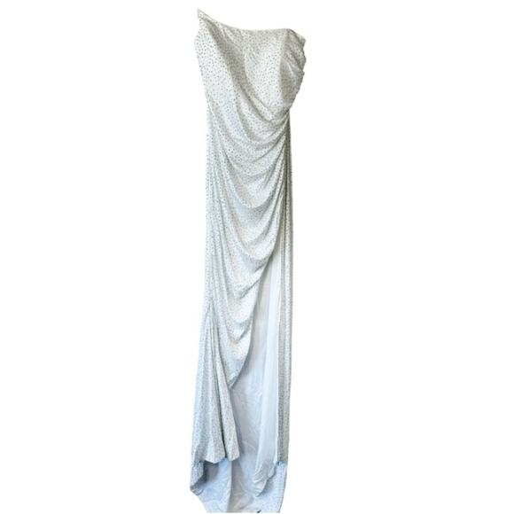 New Fashion Nova Novalux White Studded Strapless Maxi Dress Gown Size 2X - Picture 3 of 8